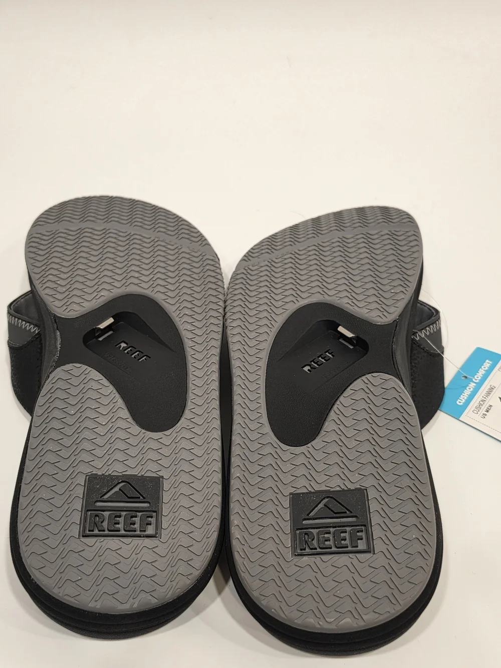 Reef Cushion Fanning Men's Black Gray Flip-Flop Sandals